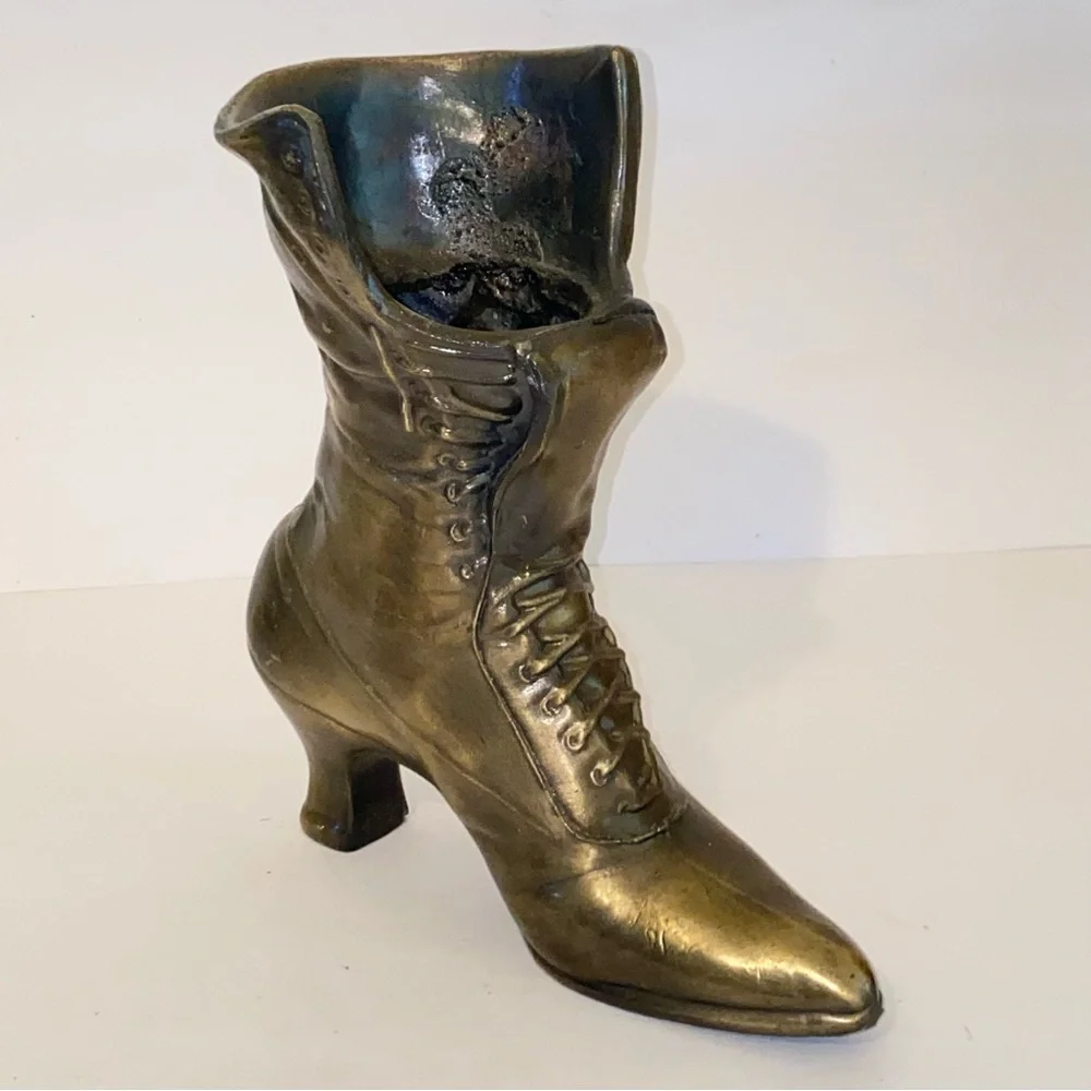 Vintage Cast Bronze Victorian Boot Planter - Picture 13 of 13